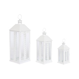 Lykta Home ESPRIT Wit Kristal Ijzer Shabby Chic 20 x 20 x 55 cm (3 Onderdelen)