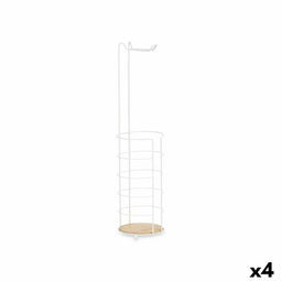 Toiletrolhouder Wit Metaal Bamboe 16,5 x 63,5 x 16,5 cm (4 Stuks)