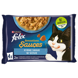 Felix Sensations Mix Kabeljauw met Tomaat, Sardine met Wortel - nat kattenvoer - 340g (4 x 85g)
