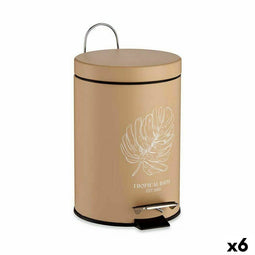 Pedaalemmer Tropical Bath Wit Beige Staal Plastic 3 L (6 Stuks)