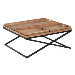 Hoofdtafel Natuurlijk Ijzer Mangohout 85 x 85 x 39 cm