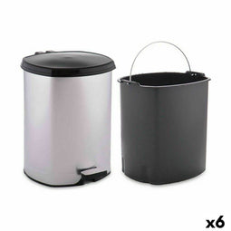 Pedaalemmer Zilverkleurig Plastic 6 L (6 Stuks)