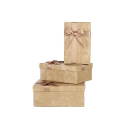 Set decoratieve dozen Beige Karton Strepen Lasso 3 Onderdelen