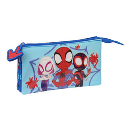 Pennenetui met 2 vakken Spidey Blauw 22 x 12 x 3 cm