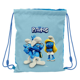 Rugtas met Koordjes Los Pitufos Blauw Hemelsblauw 26 x 34 x 1 cm