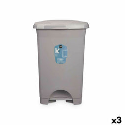 Pedaalemmer Grijs Plastic 50 L (3 Stuks)