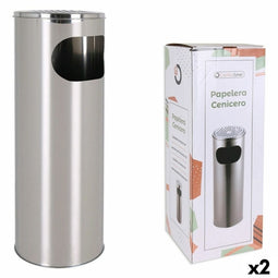 Papierbak met asbak Confortime Roestvrij staal 20,6 x 20,6 x 59 cm (2 Stuks)