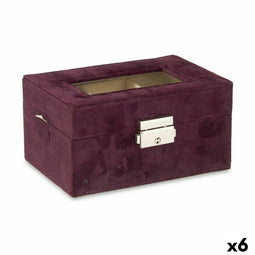 Watch Box Metaal Fluweel Bordeaux (16 x 8,5 x 11 cm) (6 Stuks)
