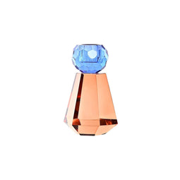 Kaarshouder DKD Home Decor 7 x 7 x 12 cm Kristal Blauw Amber Tweekleurig