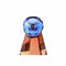 Kaarshouder DKD Home Decor 7 x 7 x 12 cm Kristal Blauw Amber Tweekleurig