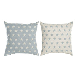 Kussen DKD Home Decor Blauw 60 x 10 x 60 cm Sterren Wit (2 Stuks)