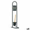 Toiletpapierhouder met borstelstandaard 16 x 28,5 x 80,8 cm Zwart Metaal Plastic Bamboe (4 Stuks)