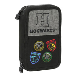 Dubbele etui Harry Potter House of champions Zwart Grijs 12.5 x 19.5 x 4 cm (28 Onderdelen)