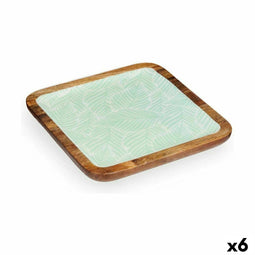 Middenstuk 25 x 25 cm Blad van een plant Wit Bruin Groen Hars Mangohout (6 Stuks)