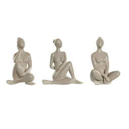 Decoratieve figuren Home ESPRIT Ivoor Yoga Romantiek 13 x 11,5 x 17,5 cm (3 Stuks)