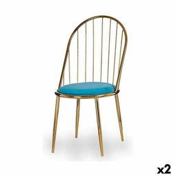 Stoel Stangen Blauw Gouden Ijzer 48 x 95,5 x 48 cm (2 Stuks)