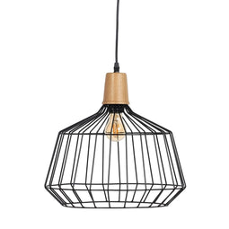 Plafondlamp Zwart Natuurlijk Hout Ijzer 220-240 V 36 x 36 cm