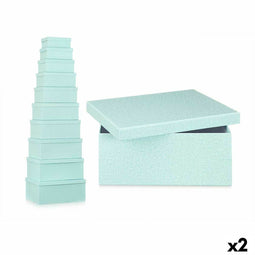 Set van opstapelbare opbergboxen Groen Karton (2 Stuks)