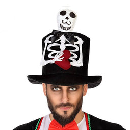 Hoed Halloween Skelet Zwart