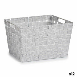 Wasmand Wit Stof 10 L 25 x 20 x 35 cm (12 Stuks)