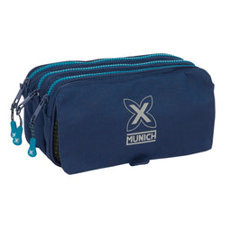 Pennenetui met 3 vakken Munich Nautic Marineblauw 21,5 x 10 x 8 cm