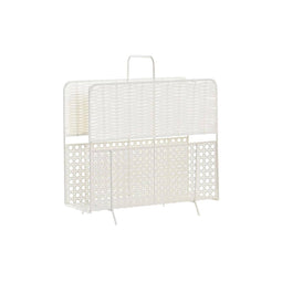 Tijdschriftenrek DKD Home Decor Natuurlijk Metaal Wit vlechtwerk (36,5 x 15 x 41 cm)
