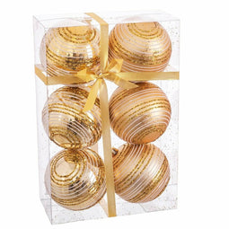 Kerstballen Gouden Plastic Spiraal 8 x 8 x 8 cm (6 Stuks)