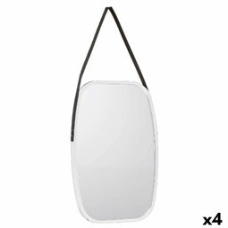 Wandspiegel Wit Zwart Kristal Polyskin 43 x 65 x 3 cm (4 Stuks)