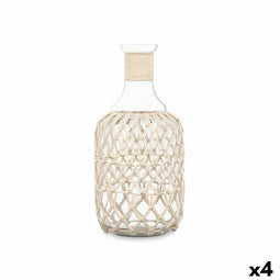 Fles Decoratief Wit Transparant Glas Touw 18 x 38 cm (4 Stuks)