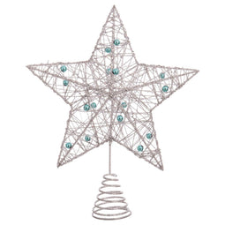 Kerstster Zilverkleurig Zilver Metaal Boomstructuur 20 x 5 x 25 cm
