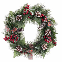 Kerstkroon Wit Rood Groen Natuurlijk PVC 40 cm