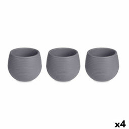 Pottenset Antraciet Plastic 16,5 x 16,5 x 14,5 cm (4 Stuks)