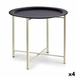 Bijzettafel Wit Zwart Metaal 52 x 44 x 52 cm (4 Stuks)