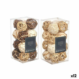 Set of Decorative Balls Wit Bruin (12 Stuks)