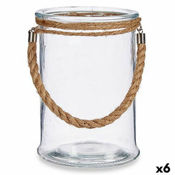 Kaarshouder Transparant Glas Zeegras 14,5 x 21 x 14,5 cm (6 Stuks)