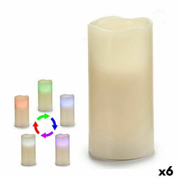 Kaars LED Crème Plastic Was (7,5 x 14,8 x 7,5 cm) (6 Stuks)