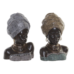 Decoratieve figuren DKD Home Decor Gouden Zilverkleurig Koloniaal Afrikaanse 24 x 18 x 36 cm (2 S...