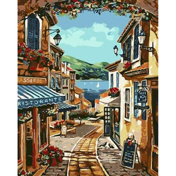 Set voor verven op nummer Alex Bog Descent to Lake di Iseo 40 x 50 cm