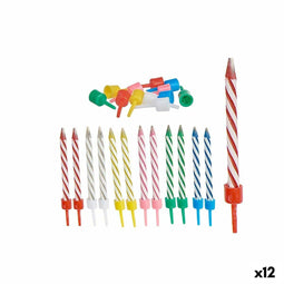 Kaarsenset Multicolour Verjaardag (12 Stuks)