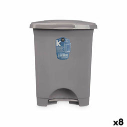 Pedaalemmer Grijs Plastic 10 L (8 Stuks)