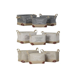 Basket spelset DKD Home Decor Beige Grijs Lichtbruin 40 x 30 x 24 cm Polyester Hout 3 Onderdelen...