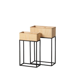 Plantenbakkenset Zwart Natuurlijk Ijzer 50 x 25 x 80 cm (2 Stuks)