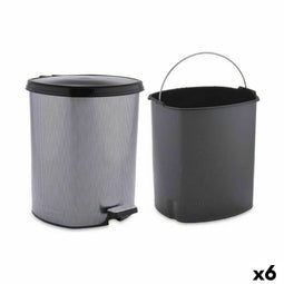 Pedaalemmer Donker grijs Plastic 6 L (6 Stuks)