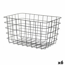 Veelzijdige mand Rechthoekig Zwart Metaal 38,5 x 20,5 x 28 cm (6 Stuks)