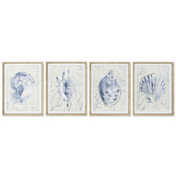 Schilderij Home ESPRIT Mediterrane Schelp 45 x 2,5 x 60 cm (4 Stuks)