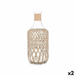 Fles Decoratief Transparant Natuurlijk Glas Touw 19 x 48 cm (2 Stuks)