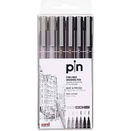 Permanente markeerstift Uni-Ball PIN-200(S) Zwart Grijs 6 Onderdelen