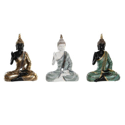 Decoratieve figuren DKD Home Decor 19 x 10 x 26,5 cm Blauw Gouden Boeddha Groen Orientaals (3 Ond...