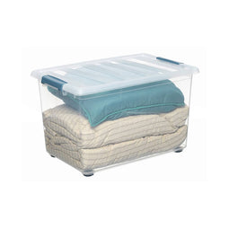 Multi-functionele Kist Domopak Living Katla Met wieltjes Met handvatten Transparant 57 L (59 x 39...