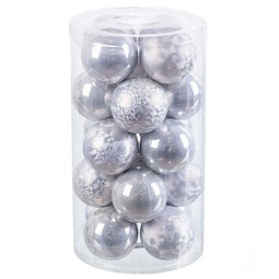 Kerstballen Zilverkleurig Plastic 6 x 6 x 6 cm (20 Stuks)